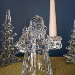 Santa-Lead Crystal Candle Holder, International Silver Company Crystal Santa